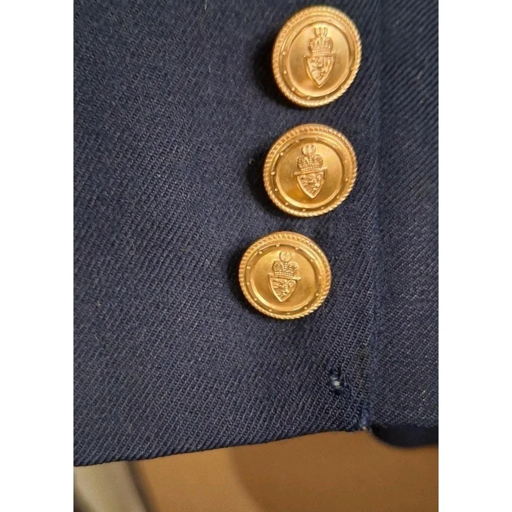 Talbots Navy Blue Double Breasted Blazer Jacket Gold Button Wool 16 Vtg Preppy